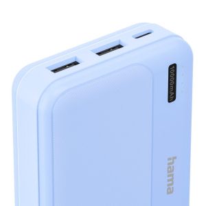 HAMA Външна батерия "Pocket 10", 10000 mAh, Изходи: 2x USB-A, син