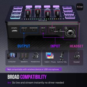 Аудио Миксер FIFINE SC3 RGB Audio Interface - Black