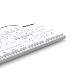 HAMA Жична клавиатура "CK-200", USB-A,USB-C, 8 мултимедийни клавиша, кирилизирана, бяла