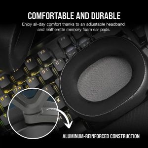 Геймърски слушалки с микрофон Corsair HS65 v2 Carbon безжични и блутут PC/PS5/PS4, Black