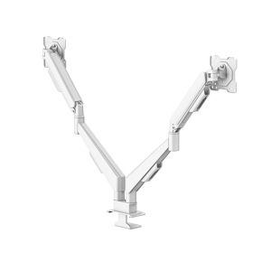 HAMA Стойка за 2 мониторa за бюро, 17"-35", регулируема, газова пружина, бял