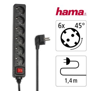 Разклонител HAMA, 6 гнезда, 30394