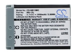 Батерия за фотоапарат / камера CANON NB13MC  NB13L  3,7V 1050 mAh  LiIon Cameron Sino