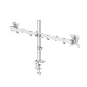 HAMA Стойка за 2 монитора за бюро, регулируема, 13" - 35", 12 кг, Бял
