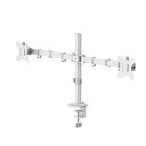 HAMA Стойка за 2 монитора за бюро, регулируема, 13" - 35", 12 кг, Бял