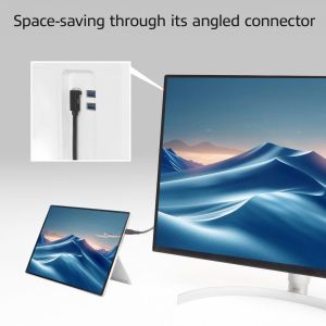 ACT Кабел USB-C - USB-C, 10Gbps, 60W, 0.5 м, конектори - 1x прав и 1x на 90° up/down angled