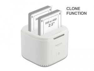Станция Delock USB-C, За 2 x 2.5&Prime; SATA HDD / SSD, Клониране