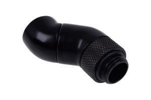 Ъглов адаптер Alphacool Eiszapfen, 2 x 45°, G1/4 външна към G1/4 вътрешна резба, Черен мат