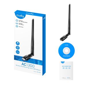 Безжичен адаптер Cudy WU1400, USB 3.0, 2.4/5 Ghz, Външна антена 