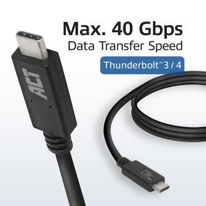 Кабел ACT USB-C - USB-C, 0.8 м / USB4, 40Gbps, 240W, сертифициран USB-IF