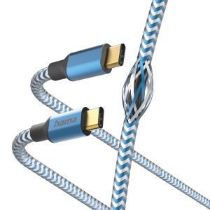 Кабел "Relfective" USB-C мъжко– USB-C мъжко, 1.5м, 480Mb/s, син