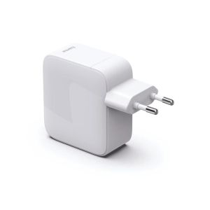 HAMA Бързо зарядно, 65 W, GaN, 2x USB-C, с разтегателен кабел 0.7м, бял