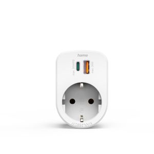 HAMA 3-мултипортов контакт, 1 x USB-C PD, 1 x USB-A, 1 x Шуко контакт, 30W PD