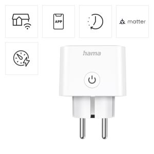 HAMA Смарт мини  WiFi контакт 3680W, 16A с прил. за измерване на ен.консумация