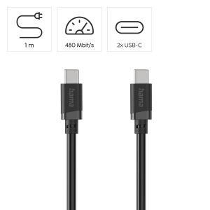 HAMA Кабел USB-C мъжко– USB-C мъжко, 60 W, 1 m, черен