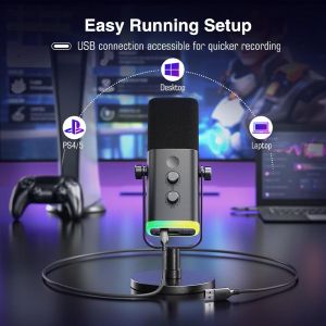 Настолен микрофон FIFINE AM8 Dynamic RGB XLR/USB- Black