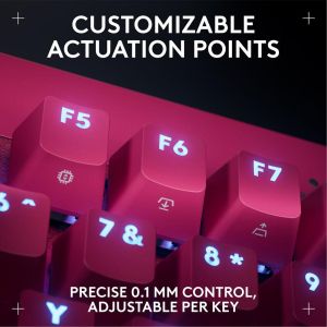 Геймърска механична клавиатура Logitech G Pro X RAPID TKL, Magnetic Analog Switch, Magenta