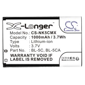 Батерия за мобилен телефон CAMERON SINO BL-5C, за Nokia 105 2700 3110 5130 6230 E50, 3.7V, 1000mAh