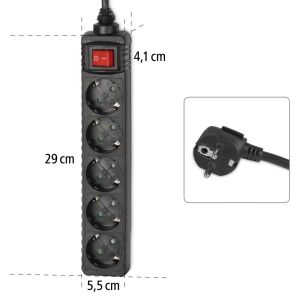 Разклонител HAMA 5 гнезда, 1.4 м, 137267