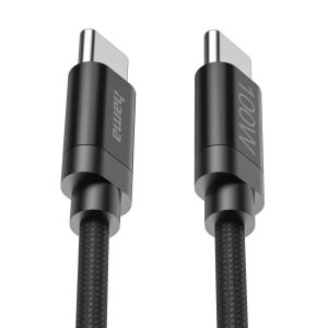Hama Кабел за зареждане, "Fabric", USB-C - USB-C, 100 W, 3 m, Nylon, black
