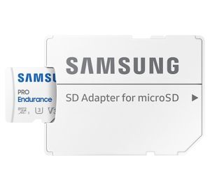 Памет Samsung 256 GB micro SD PRO Endurance, Adapter, Class10, Waterproof, Magnet-proof, Temperature-proof, X-ray-proof, Read 100 MB/s - Write 40 MB/s