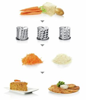 Месомелачка Bosch MFW67440, Meat mincer, ProPower 2000W, 3,5 kg/min, nr. 8, 3 sieves, kebbe attachment, shredder with 2 drums, reverse function