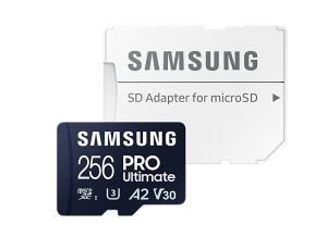 Памет Samsung 256GB micro SD Card PRO Ultimate with Adapter , UHS-I, Read 200MB/s - Write 130MB/s, U3, V30, A2