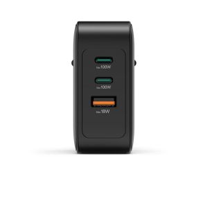 HAMA Бързо зарядно GaN, 2x USB-C, 1x USB-A, PD, 100 W, черно
