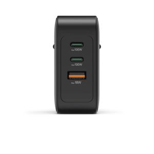 HAMA Бързо зарядно GaN, 2x USB-C, 1x USB-A, PD, 100 W, черно
