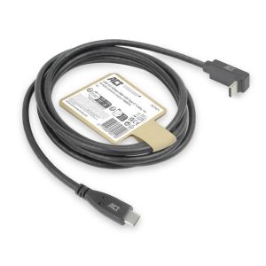 ACT Кабел USB-C - USB-C, 10Gbps, 60W, 1 м, конектори - 1 x прав и 1 x на 90° up/down angled