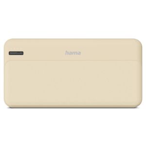 HAMA Външна батерия "Pocket 20", 20000 mAh, Изходи: 2x USB-A, бежов