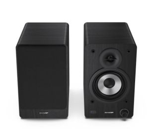 Аудио система Sharp Audio Systems CP-SS30(BK), Hifi Systems BOOKSHELF SPEAKERS 60W (2 x 30W) RMS 2, Bluetooth v5.0, USB playback, MP3 Audio decoder, RCA L/R In, 3.5mm Aux-in / line-in, Digital optical-in, Wooden speaker, Black
