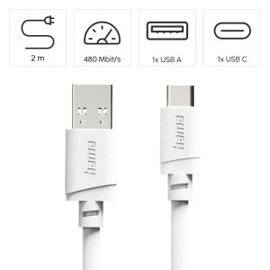 HAMA Кабел USB-A - USB-C, 2 м, бял