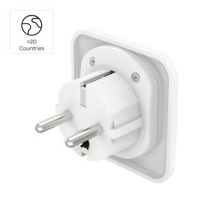 Travel Adapter тип E и F, 3-пинов, универсален, от цял ​​свят към Европа, бял