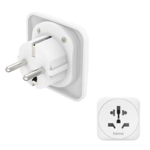 Travel Adapter тип E и F, 3-пинов, универсален, от цял ​​свят към Европа, бял