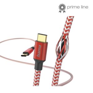 Кабел HAMA Reflective, USB-C мъжко - USB-C мъжко, 1.5 м., Червен