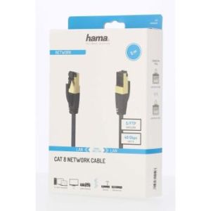 Мрежов пач кабел HAMA S/FTP, CAT 8, RJ-45 - RJ-45, 40Gbit/s, 5.0 m, Halogen-free, Черен