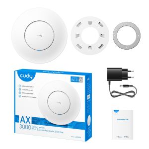 Безжична точка за достъп  Cudy AP3000, AX3000, 2.4/5 GHz, 571 - 2402 Mbps, 1× 2.5 Gbps, DC Adapter