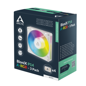 Комплект вентилатори ARCTIC BioniX P14 A-RGB PWM 140mm Daisy Chain - Бял
