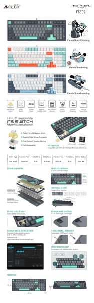 A4tech Fstyler FGS300 Panda Rock Механична TKL кирилизирана