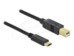 Кабел Delock USB-C 2.0 мъжко - USB-B мъжко, 2 м, Черен