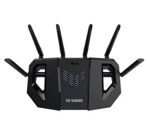 Рутер AsusTUF Gaming, BE6500 Dual Band WiFi 7 Router, 4K-QAM, Multi-Link Operation (MLO), Quad 2.5GbE port, Mobile Game Mode, Gear Accelerator, Gaming Port, Open NAT, Smart Home Master, Subscription-Free Security,  AiMesh support, 4G/5G Auto Mobile Tether