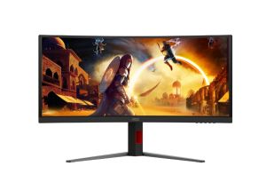 Монитор AOC CU34G4CA, 34" Curved 1500R, Fast VA, WLED, 3440x1440@180Hz, 1ms GtG, 0.5ms MPRT, 450cd m/2, 3000:1, Adaptive Sync, FlickerFree, Low Blue Light, Tilt, Height Adjust, Swivel, 2xHDMI, DP, USB hub