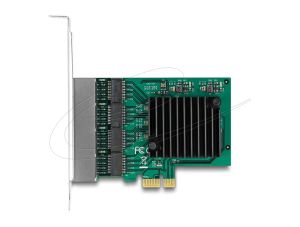 Delock Мрежова карта 4-порта 10/100/1000 Mb, PCI Ex x1, Realtek RTL8111F, Low profile bracket