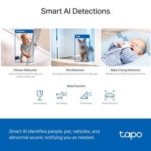 TP LINK Домашна охранителна камера с AI, 3K 5MP (2880×1620 px), H.264, microSD, 2.4 GHz Wi-Fi