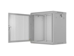 Комуникационен шкаф Lanberg rack cabinet 19" wall-mount 12U/600x450 with perforated door grey (flat pack)