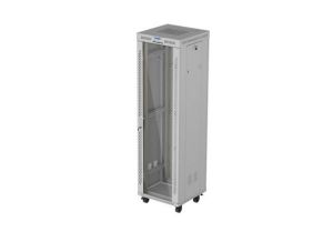 Комуникационен шкаф Lanberg Rack Cabinet 19" Free-Standing 42U/600X600 (FlAT Pack) With Glass Door LCD Grey V2