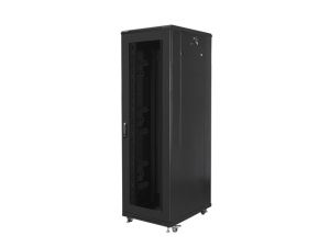 Комуникационен шкаф Lanberg rack cabinet 19" free-standing 42U / 800x800 self-assembly flat pack with mesh door, black