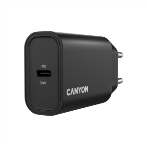 Зарядно устройство Canyon OnCharge 30W USB-C Power Delivery Черен (CNE-CHA30CLB)