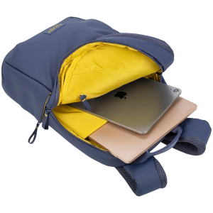 The Laser backpack for 15.6'' laptops and 16'' MacBooks, made from water-resistant resin-coated fabric obtained from recycled plastic, features a compact design and excellent pocket organization.